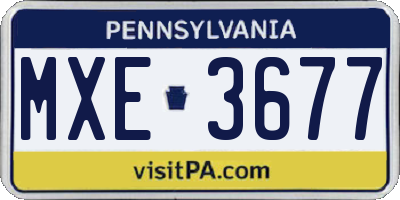 PA license plate MXE3677