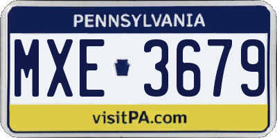 PA license plate MXE3679