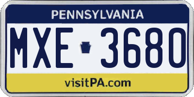 PA license plate MXE3680