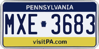 PA license plate MXE3683
