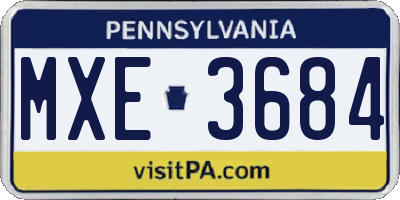 PA license plate MXE3684