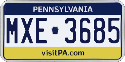 PA license plate MXE3685