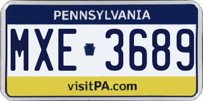 PA license plate MXE3689