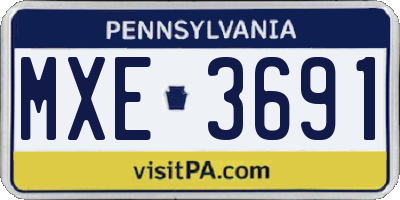 PA license plate MXE3691