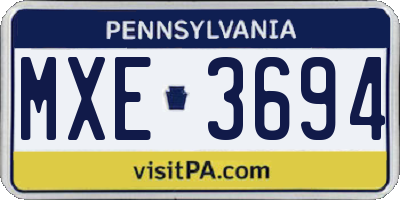 PA license plate MXE3694