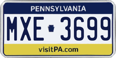 PA license plate MXE3699