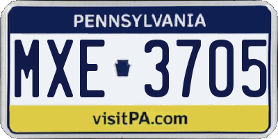 PA license plate MXE3705