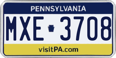 PA license plate MXE3708