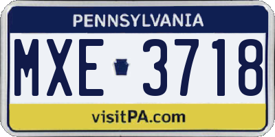PA license plate MXE3718