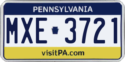 PA license plate MXE3721