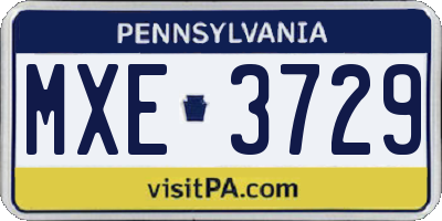 PA license plate MXE3729
