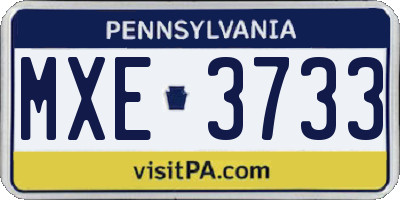 PA license plate MXE3733