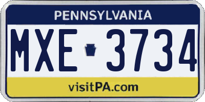 PA license plate MXE3734