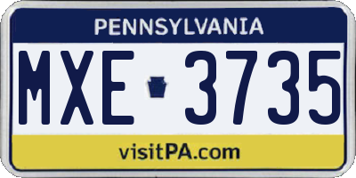 PA license plate MXE3735