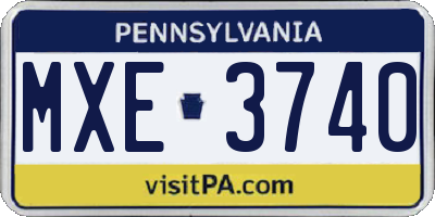 PA license plate MXE3740