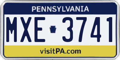 PA license plate MXE3741