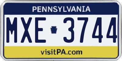 PA license plate MXE3744