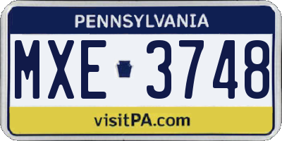 PA license plate MXE3748