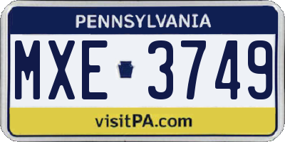 PA license plate MXE3749
