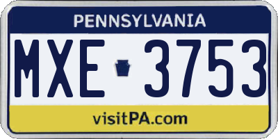 PA license plate MXE3753
