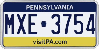 PA license plate MXE3754