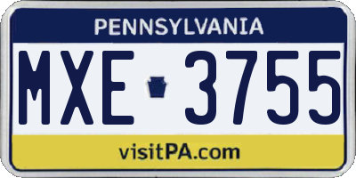 PA license plate MXE3755