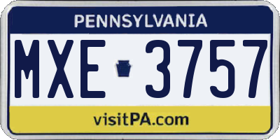 PA license plate MXE3757