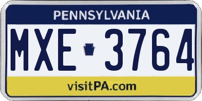 PA license plate MXE3764