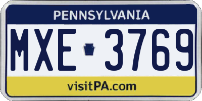 PA license plate MXE3769
