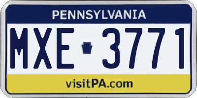PA license plate MXE3771