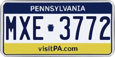PA license plate MXE3772