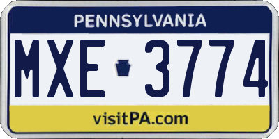 PA license plate MXE3774