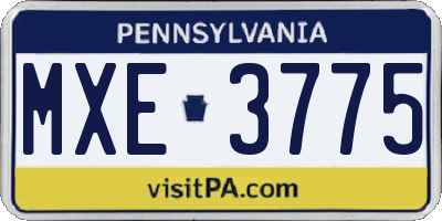 PA license plate MXE3775