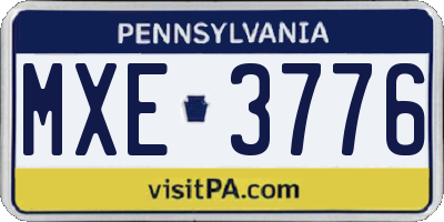 PA license plate MXE3776