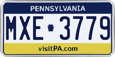 PA license plate MXE3779