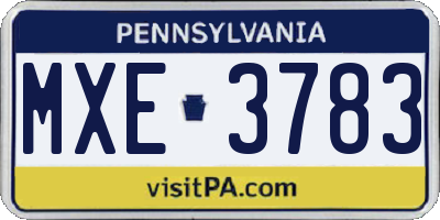 PA license plate MXE3783