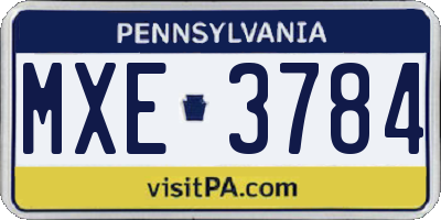 PA license plate MXE3784