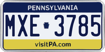 PA license plate MXE3785