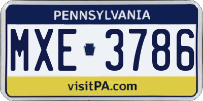 PA license plate MXE3786