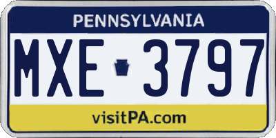 PA license plate MXE3797