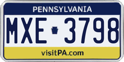 PA license plate MXE3798