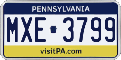 PA license plate MXE3799