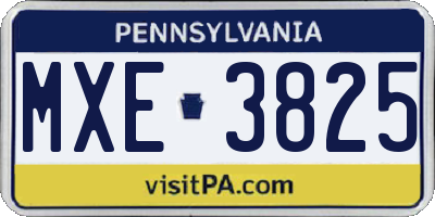 PA license plate MXE3825