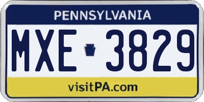 PA license plate MXE3829