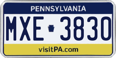 PA license plate MXE3830