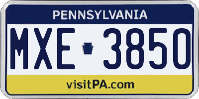 PA license plate MXE3850