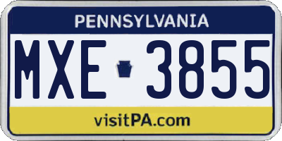 PA license plate MXE3855