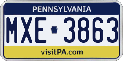 PA license plate MXE3863