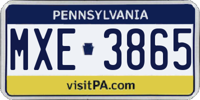 PA license plate MXE3865