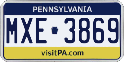PA license plate MXE3869